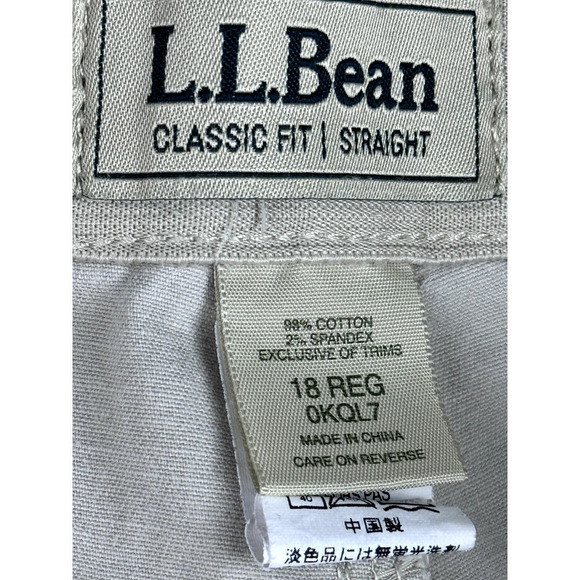 LL Bean Pants Pull On Size 18 Reg Khaki Wide Leg Stretch Hiking Travel - Picture 2 of 11